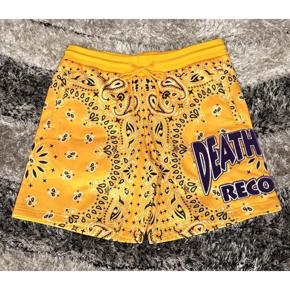 Death Row Records Yellow Bandana Shorts Mens Large NWOT